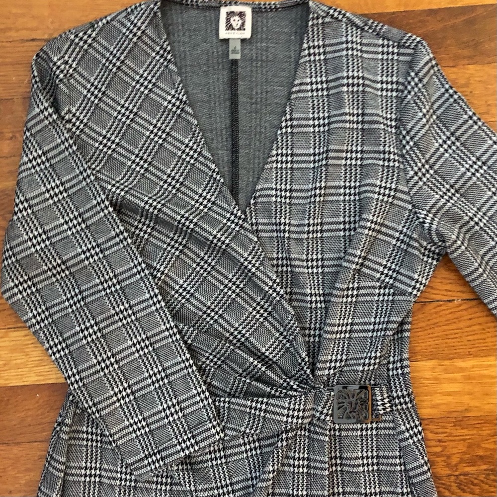Anne Klein Wrap Dress AK Logo 3/4 Sleeve - Picture 2 of 8